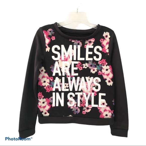 NWT Justice For Girls Shirt Size 10 blue white floral flowers long sleeve NEW